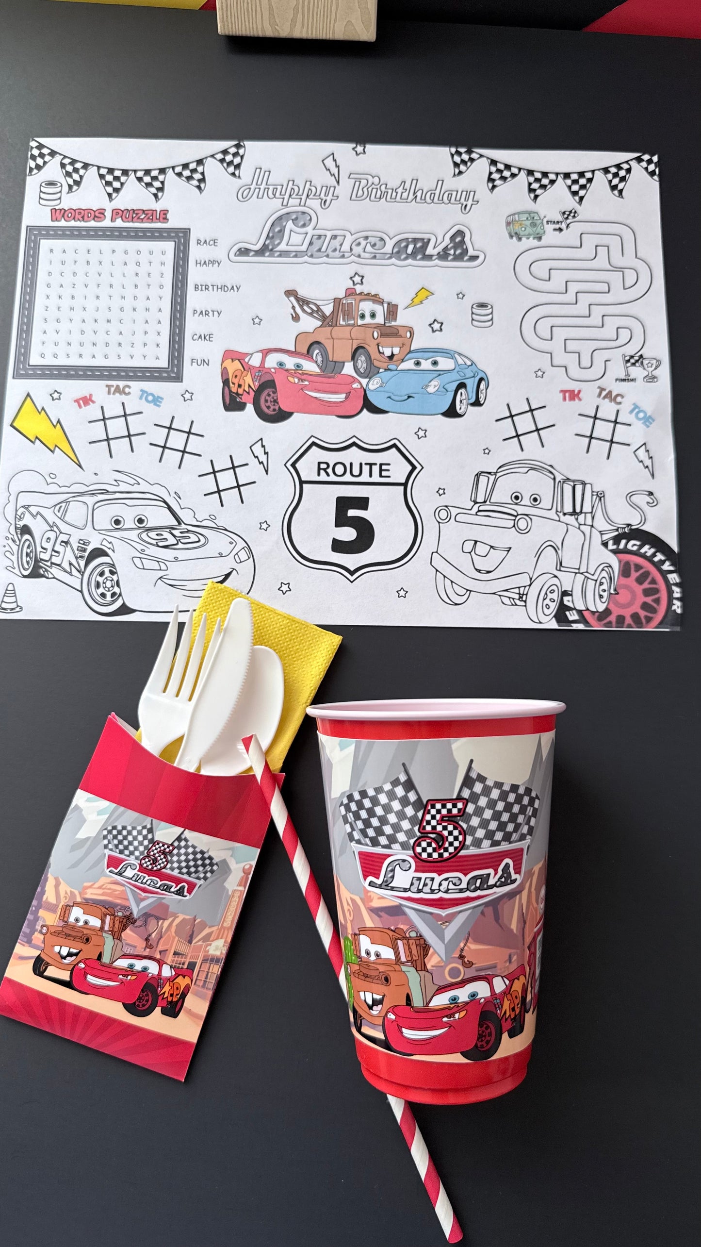 Disney Cars Personalized Party Set