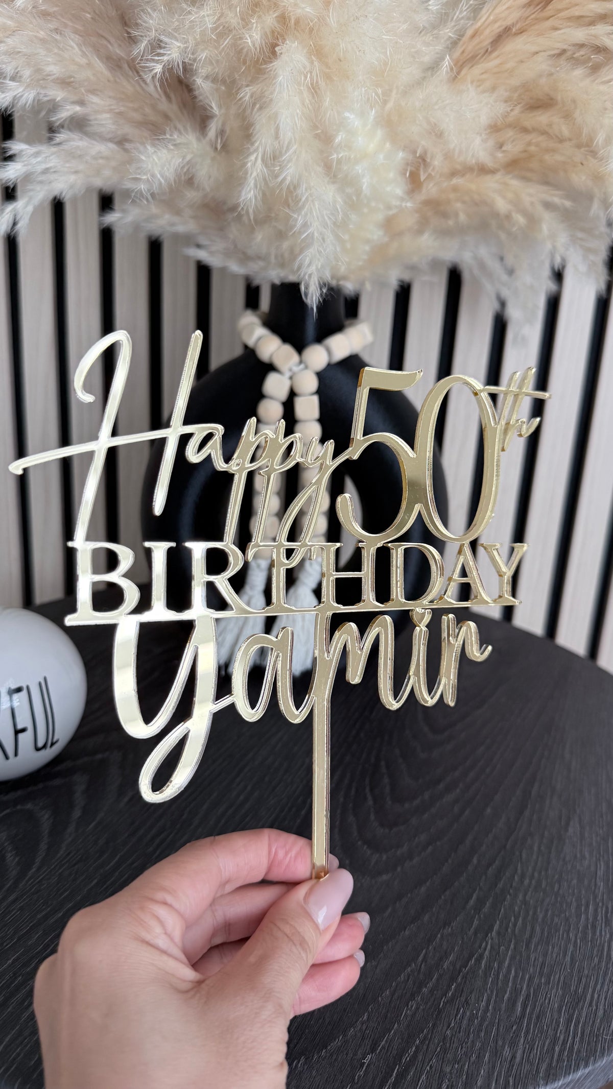 Personalized Laser Cut Cake Topper – Custom Name & Age