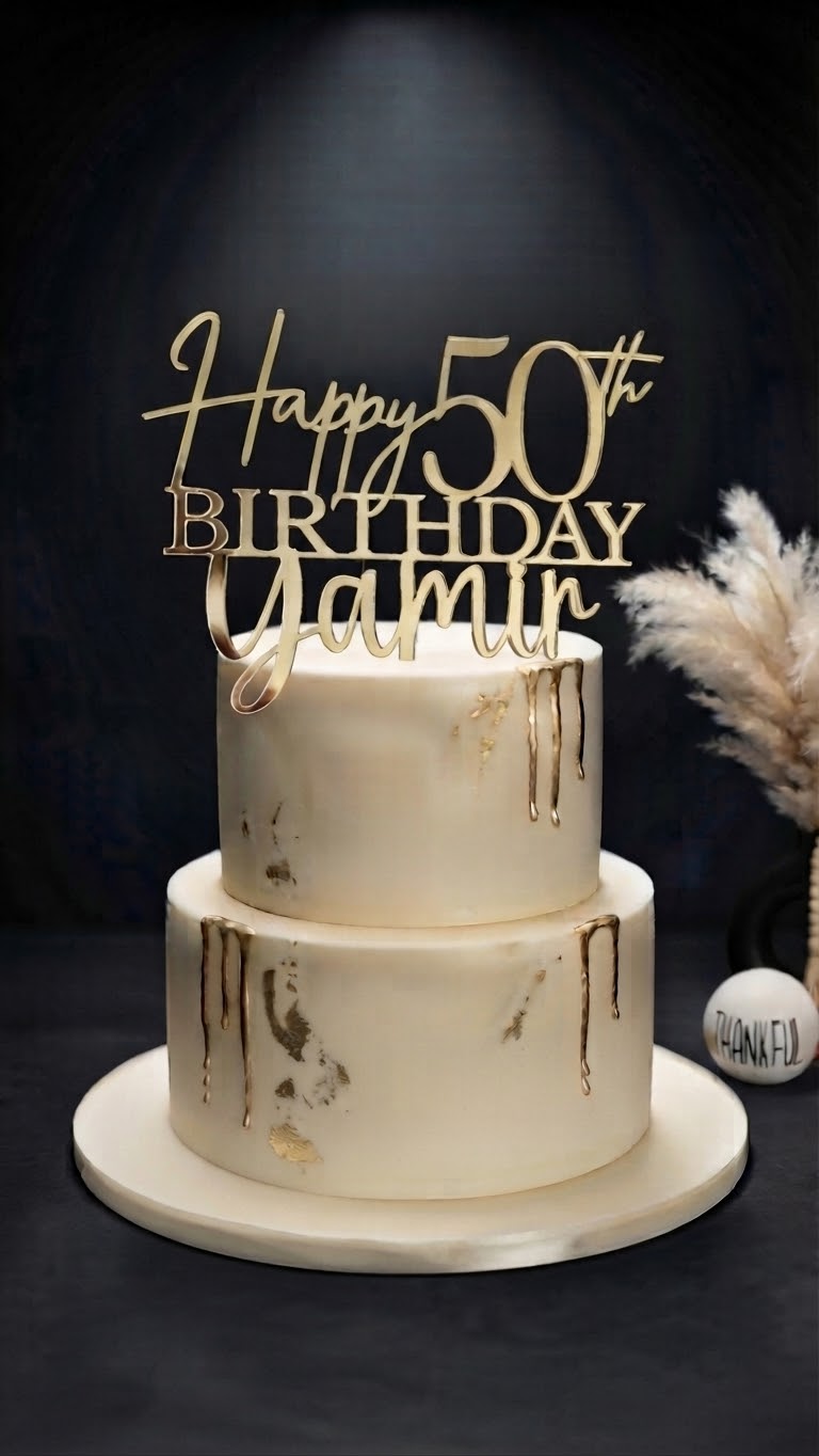 Personalized Laser Cut Cake Topper – Custom Name & Age