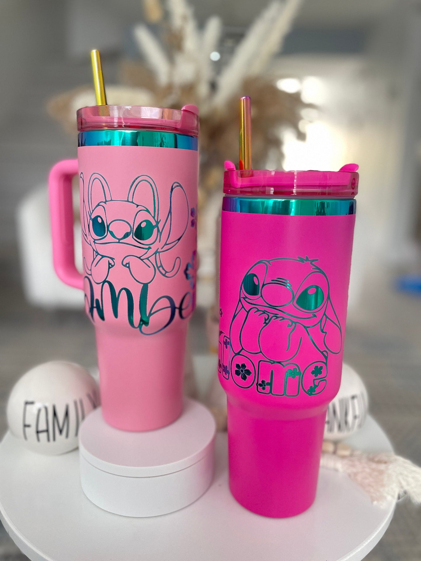 Personalized 40oz Tumbler With Handle, Custom Name Tumbler With Lid and Straw, Christmas Gifts For Her