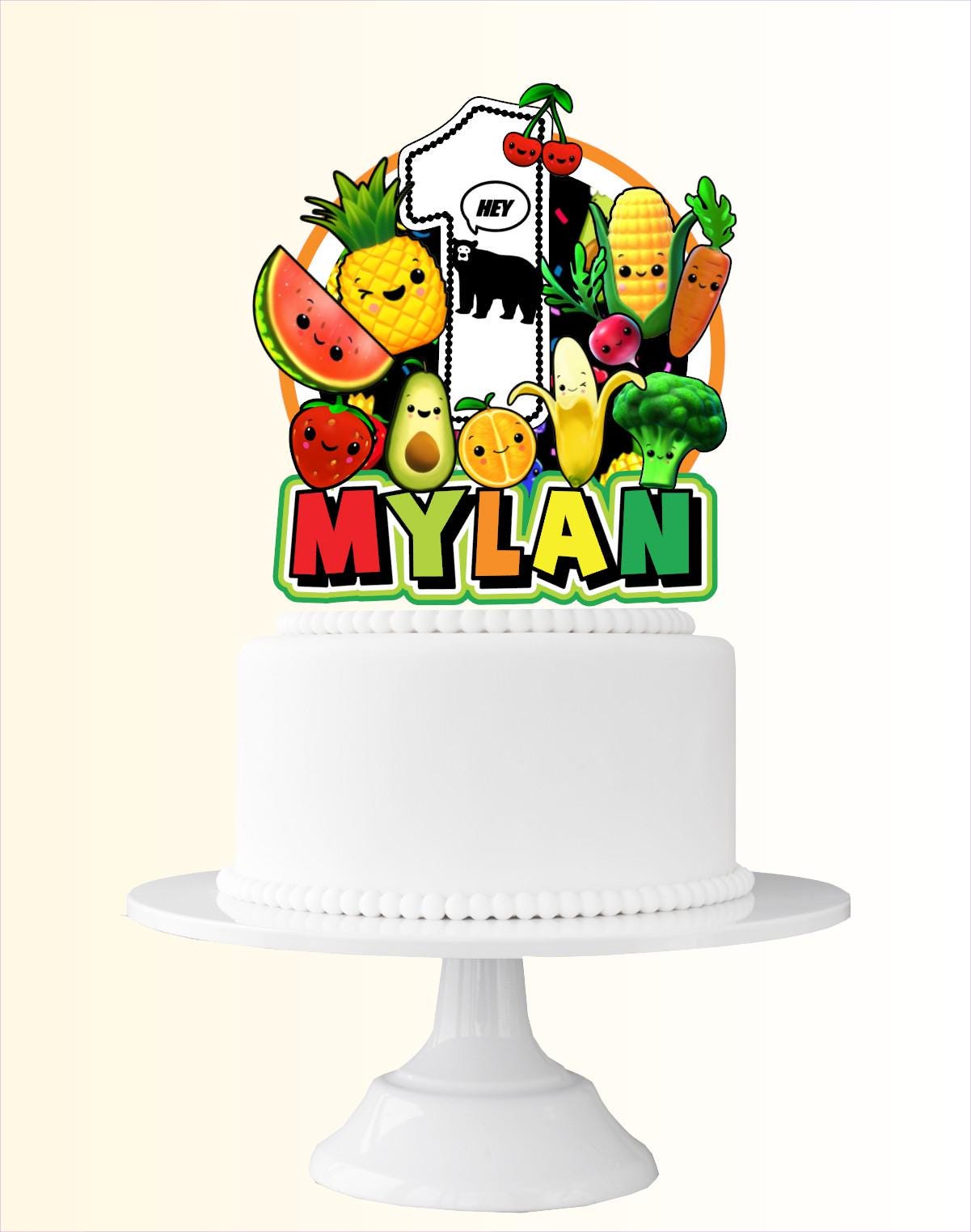 Cake Topper Hey Bear Sensory, Hey Bear Sensory Decoration, Party Decor Hey Bear Sensory, Cake topper Fruits | Party Decoration & Birthday Set - Best party decoration set for birthdays & events.