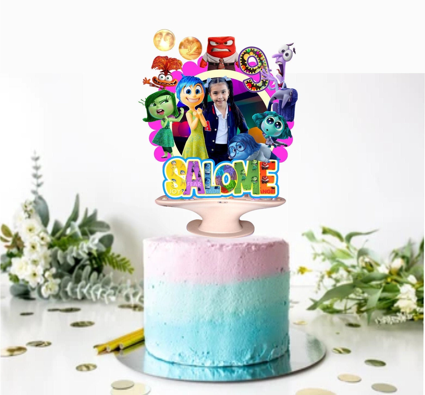 cake dress inside out Inside Out 2 Photo Personalized Cake Topper