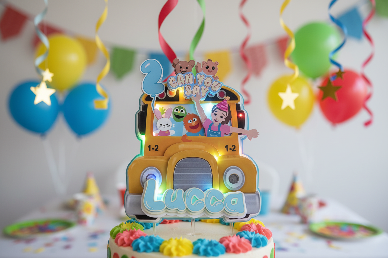 Ms. Rachel Cake Topper with LED lights and party background